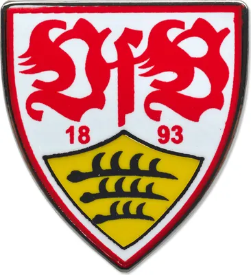 Produktbild von VfB Stuttgart Wappen-Anstecknadel aus Metall, rot-weiß, Maße ca. 16 x 18 mm