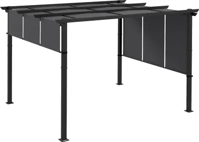 Produktbild von Outsunny Pavillon ca. 3,5 x 3 m Pergola, Terrassendach Terassenüberdachung mit Seitenwand, für Garten, Terrasse, Dunkelgrau