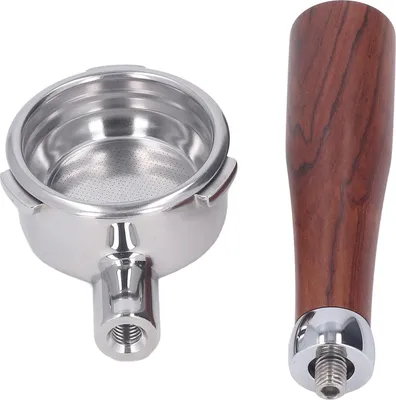 Zdjęcie produktu dla 58 mm bezdenny portafiltr stały drewniana rączka kosz ze stali nierdzewnej wyjmowany 3 ucha f��r Barsetto e okrągły pierścień Red Sauerzweig