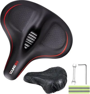 Produktbild von Famanu Fahrradsattel Ergonomisch - Komfortabel und Atmungsaktiv - Schwarz - Kunstleder - Extra Breit