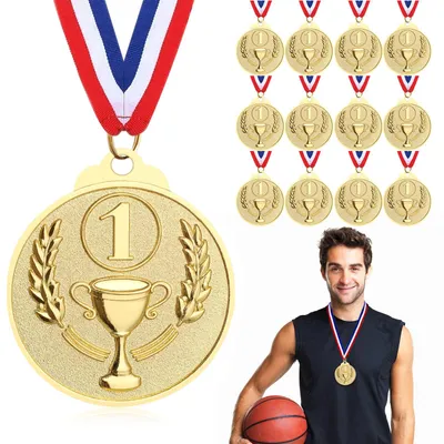 Imagen del producto de Medallas de metal dorado, 12 unidades, para eventos deportivos