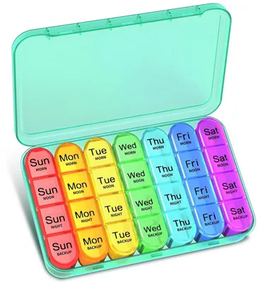 Productafbeelding van Pilbox voor 4 keer per dag, tablettenverdeler voor 7 dagen, met 4 compartimenten per dag, BPA-vrij, vochtbestendig