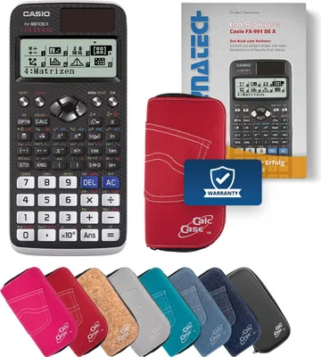 Produktbild von Casio FX-991 DE X Taschenrechner mit Schutztasche rot und Fachbuch