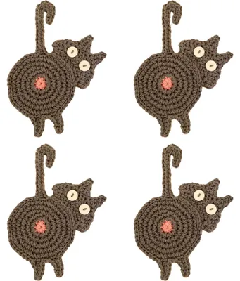 Produktbild von Gehäkeltes Katzen-Getränkeuntersetzer-Set – Lustige Geschenke für Katzenliebhaber