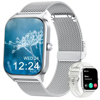 Produktbild von Blutdruck Smartwatch Telefonfunktion für Android Blutdruckmessung am Handgelenk Silber