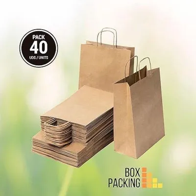 Produktbild von Famanu Papiertasche Kraft - 40 Stück mit Handgriffen