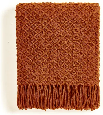 Obrázok produktu pre Dekoračná prikrývka na pohovku a posteľ – Mäkká a teplá – 127x152 cm – Karamelová/Hrdzavooranžová