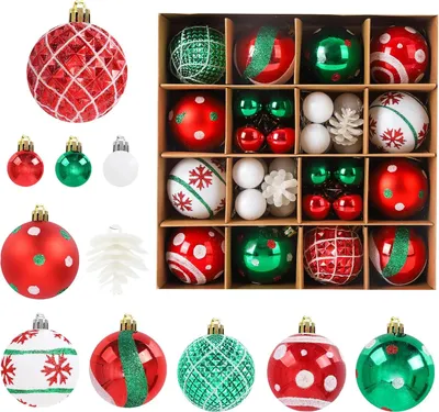Produktbild von oCreon 42 Stück Hängende Weihnachtsbaumornamente - Dekorationsset mit Roten und Grünen Glitzerhängern