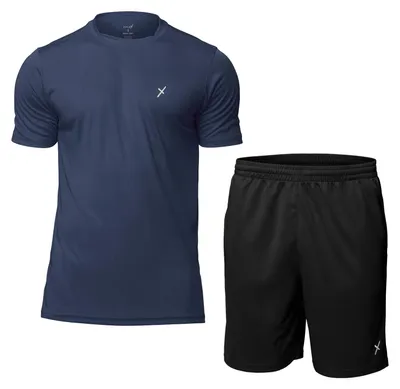 Produktbild von CFLEX Herren Sport-Set (2-teilig) - Fitness T-Shirt & Shorts - Sportswear Collection Navy-Schwarz M