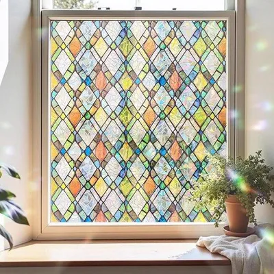 Productafbeelding van Raamfolie - Zelfklevend glasfolie - Privacy creëren - Statische hechting - 44x200 cm - Regenboogkristal