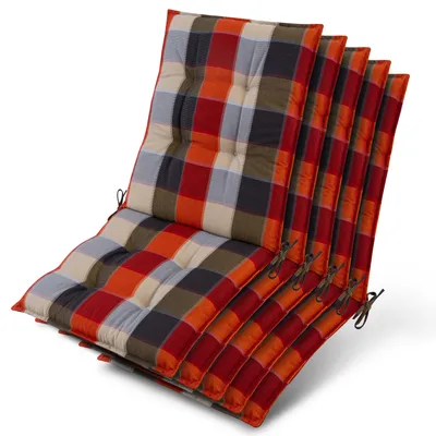 Image de Lot de 5 coussins Beautissu Sun-NL pour dossier de chaise, 105 x 50 x 8 cm, à carreaux orange et beige