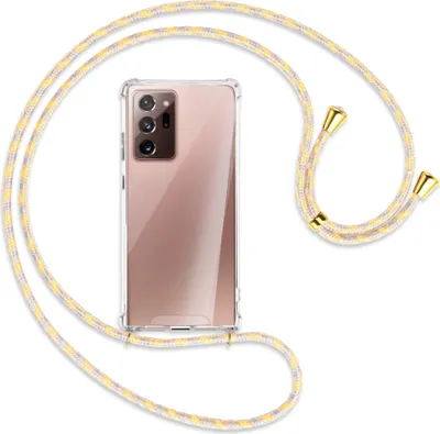Produktbild von Handykette Backcover-Schutzhülle mit Band (Metall goldfarben) für Samsung Galaxy Note20 Ultra 4G,5G (N985,N986) - gelb/grau/beige