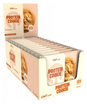 Produktbild von QNT Protein Cookie (12x60g) White Chocolate - Funktionelle Lebensmittel - Eiweiß-Snacks