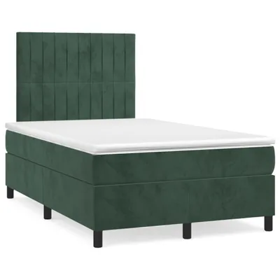 Image de Maison Exclusive - Lit boxspring avec matelas et LED vert foncé 120x190 cm velours