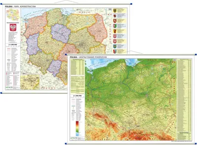 Produktbild von Polen 1:1.000.000. Doppelseitige Wandkarte. Administrativ und physisch. Ausgabe 2025.
