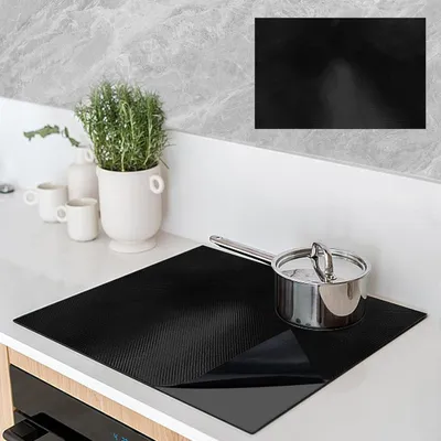 Image de Tapis de protection pour plaque à induction, 52x60 cm, noir, en silicone, résistant à la chaleur jusqu'à 230 °C, pour cuisine