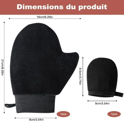 Produktbild von Selbstbräunungs-Handschuhe Set von 2, Wiederverwendbar, Weiches Velvet, Für Selbstbräuner, Schwarz