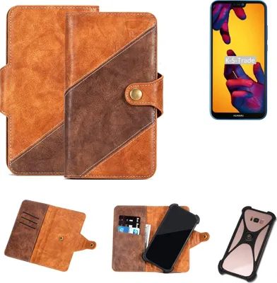 Produktbild von K-S-Trade Handy-Hülle Schutz-Hülle Bookstyle Case Wallet-Case kompatibel mit Huawei P20 Lite Dual-SIM Handy Cover Bumper Kantenschutz Smartphone