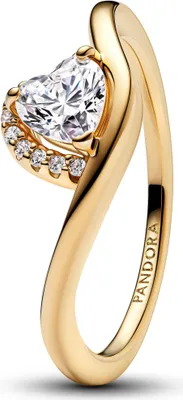 Produktbild von PANDORA Damenring Größe 58, Gold, gewelltes Herz-Design
