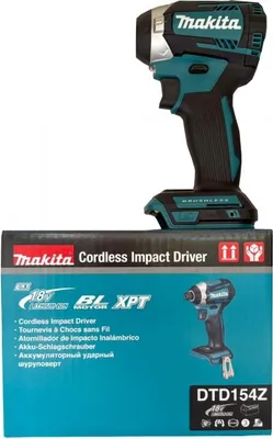 Produktbild von Makita DTD154Z, Schlagschrauber, Pistolengriff, 1/4", Schwarz, Blau, Bürstenlos, 3800 RPM