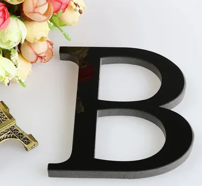 Image de Autocollant mural 3D lettre noire miroir 150 mm, lettre B