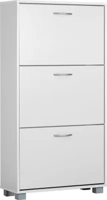 Produktbild von CASARIA® Schuhschrank für 18 Paar Schuhe Schmal 115x60x25cm 3 Klappen Hoch Holz Geschlossen Kippsicherung Flur Diele Schuhkipper Schuhkommode Weiß