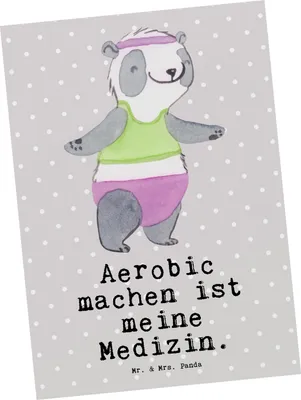 Produktbild von Mr. & Mrs. Panda Postkarte Panda Aerobic - Grau Pastell - Geschenk, bildkarte, Grußkarte, Fitnessstudio, Postkarten, Ansichtskarten, Fitness, Ansichtskarte