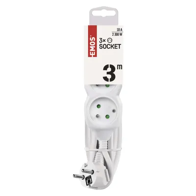EMOS Prodlužovací kabel 3 m / 3 zásuvky / bílý / PVC / 1 mm2, P0313