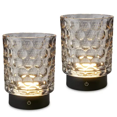Produktbild von Briloner Sunora LED Tischlampe kabellos IP44, 2er Set, Dimmbar, Touch, Kabellos, Spritzwasserschutz, Grau, Ø11 x 15 cm, KI-generiertes Bild