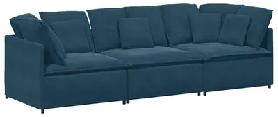 Zdjęcie produktu dla vidaXL Sofa modułowa z poduszkami aksamitna niebieska
