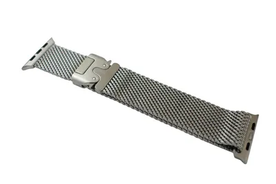 Produktbild von Grob gewebtes Metallarmband Fallschirmverschluss für Apple Watch - 42-49mm - silber
