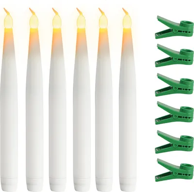 Produktbild von 6er 19cm LED Flammenlose Kerzen Dimmbar Weihnachtskerzen mit Clips für Weihnachtsbaum, Hochzeit, Party