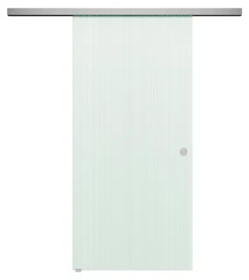 Produktbild von Schiebetür BASIC mit Softclose | in Edelstahloptik | 1050 x 2170 mm | Komplettset mit Klarglas Muster "STRIPES DA"