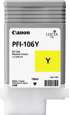 Immagine prodotto di Canon PFI-106 Y - 130 ml - Giallo - originale - contenitore d'inchiostro - per imagePROGRAF iPF6300, IPF6300S, iPF6350, iPF6400, iPF6400SE, IPF6450