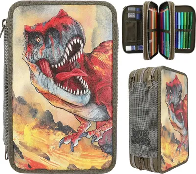 Produktbild von Dino World 3 Fach Federtasche mit 3-D Effekt grün