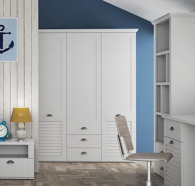 Image de Armoire pour chambre d'enfant, blanche, 155 cm