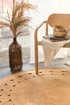 Obrázok produktu pre Tapiso koberec okrúhly JUTE Moderný koberec z prírodných vlákien v štýle boho/scandi 200 x 200 cm