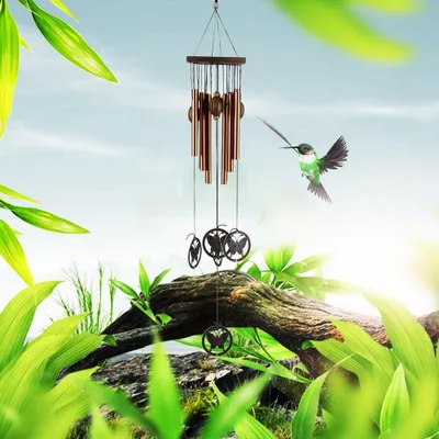 Obrázok produktu pre Vonkajší záhradný dvor z medenej zliatiny Wind Chime Multi Tube Windbell Hanging Decoration (Butterfly )