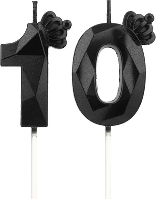 Immagine prodotto di Candeline nere per torta di compleanno, numero 10