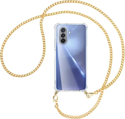 Produktbild von Handykette Backcover-Schutzhülle mit Band (Metall goldfarben) für Huawei nova Y70 4G (MGA-LX9) - goldfarbene Kette