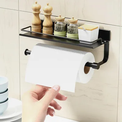 Produktbild von Duschablage Ohne Bohren | Duschregal | Badezimmer Organizer | Badregal | Duschorganizer für Bad & Küche – Schwarz, Hält Shampoo, Handtücher, Küchenpapier