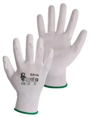 Obrázek produktu pro Rukavice nylonové Brita, dlaň polyuretan, velikost L/9, bílé