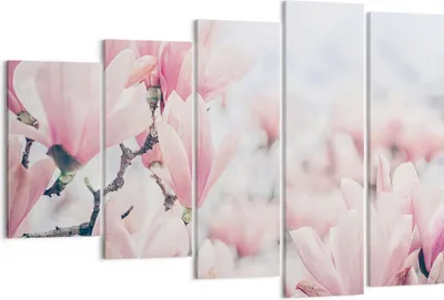 Produktbild von Bild auf Leinwand - Leinwandbild - 5 Teile - Magnolie Blumen Rosa - 150x100cm - Wand Bild - Wanddeko - Wandbilder - Leinwanddruck - Bilder - Wanddekoration - Leinwand bilder - EG150x100-4396