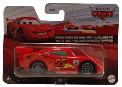 Image de Cars Lightning McQueen Racing Wheels avec roues de course - Pullback- Véhicule Mattel - 10 cm - Echelle 1:43