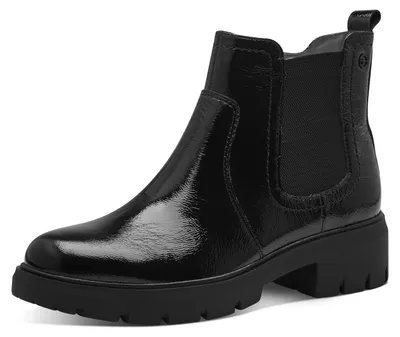 Image de Tamaris - Bottines Chelsea pour femmes, en cuir, avec fermeture éclair, couleur noire