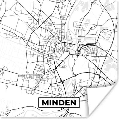 Produktbild von MuchoWow® Poster Minden - Stadtplan - Karte 50x50 cm - Wohnzimmerdekoration
