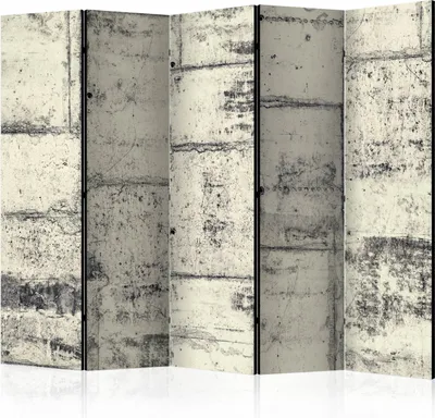 Produktbild von Akusticher Raumteiler Abstrakt Foto Paravent 225x172 cm beidseitig auf Vlies-Leinwand bedruckt Akustikschaum Trennwand Spanische Wand Sichtschutz Home Office beige Betonoptik Loft f-A-0331-z-c