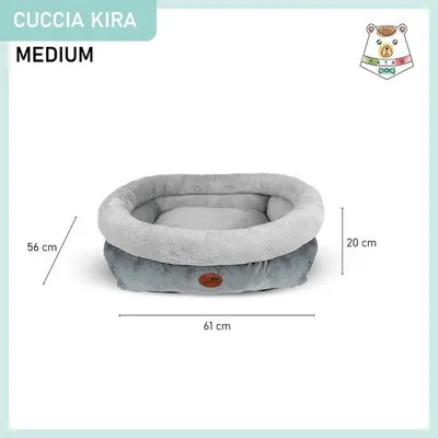 Productafbeelding van Dierenbed voor Honden en Katten - Verwijderbare Hoes, Zacht en Antislip - Machinewasbaar - Kira Grijs, Maat Medium 61 x 56 x 20 cm