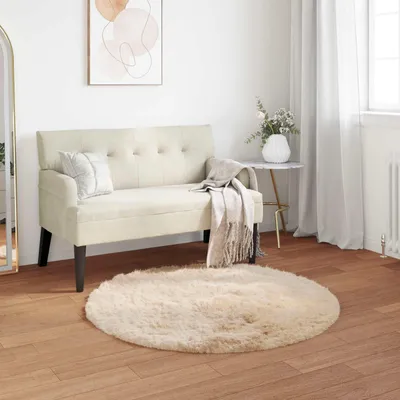 Produktbild von "Schlussverkauf" moderne Teppich - Wohnzimmer Kunstschaffell Teppich Tafalla Beige Ø 80 cm Polyester  C12634