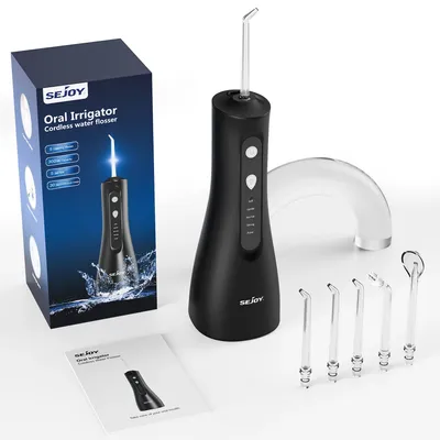 Image de Kit de soins bucco-dentaires - Bidet buccal électrique - Rechargeable - 5 modes - Réservoir d'eau de 300 ml - Étanche - Noir